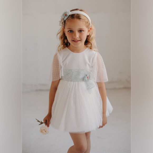 cyberella baby Other - CYBERELLA BABY Ceremony Girls' Dress - Polka Dot Tulle (Aquamarine & Ivory)